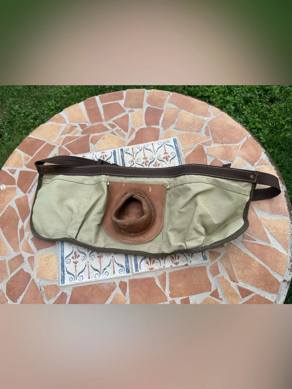 Canvas and Leather Men’s Tote Bag in Olive and Brown
